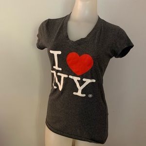 Dark gray I love New York v neck shirt